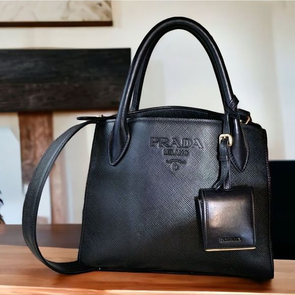 PRADA Saffiano Galleria Monochrome Top handle Cross body Bag - Picture 1 of 16